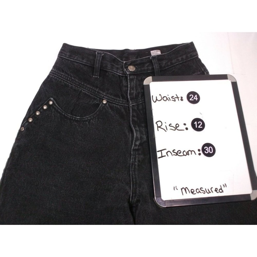 Cristina Vintage 80's High Waist Black Mom Jeans Size 7 (24x30) - Picture 3 of 5